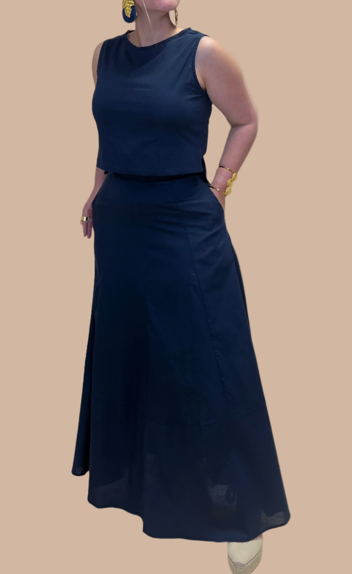 Abigail Navy Lino Set